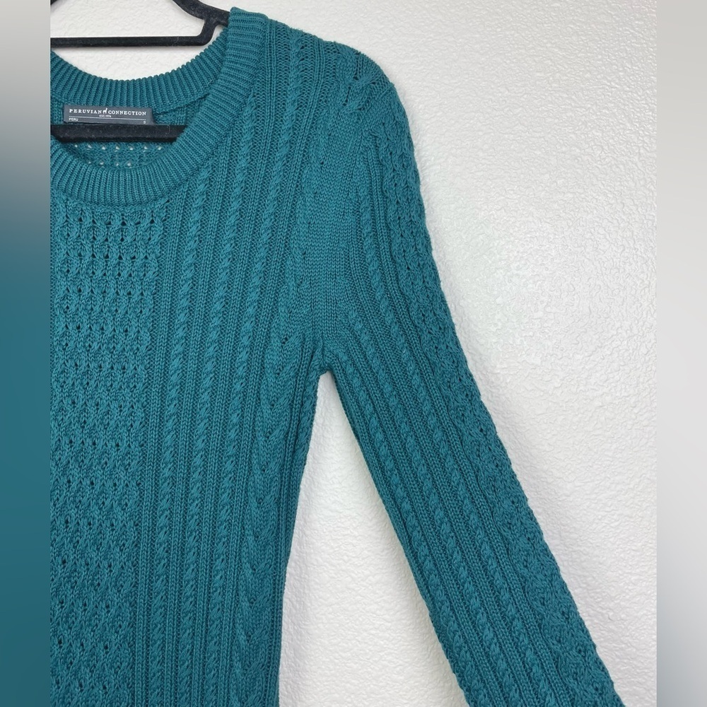 Peruvian Connection Women's Small Marina Dress in Mallard Knit Maxi Long Sleeve - Picture 7 of 16